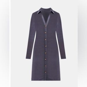 LOFT Coastal Grey Ribbed Shirt Dress. Mini Dress for 16T, Midi Dress for 16/16P
